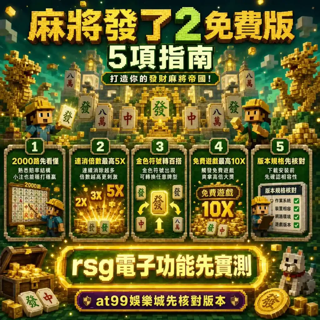 RSG麻將發了2試玩五項指南，整理2000路、連消倍數、金色符號與免費遊戲重點